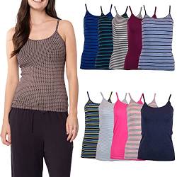 Sexy Basics Damen 10er Pack Spaghettiträger Cami Tank Tops - Slim Fit Camisole Baumwolle Stretch Tanks - - Mittel von Sexy Basics