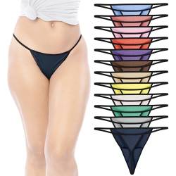 Sexy Basics Damen 12 Pack Ultra Soft Cotton Stretch G-String Bikini T-Rücken Tanga Unterwäsche No Show Panties - - Small von Sexy Basics