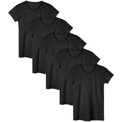 Sexy Basics Damen 5er Pack & 10er Pack Casual & Active Basic Baumwolle Stretch Farbe T-Shirts, 5 Stück schwarz, Mittel von Sexy Basics