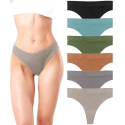 Sexy Basics Sport-Tanga für Damen, 6er- und 12er-Pack, hohe Taille, ultraweich, nahtlos, für jede Kleidung, Bikini-Unterwäsche, 6er-Pack – Metallische Feststoffe, XL von Sexy Basics