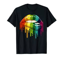 Sexy Regenbogen Lippen Shirt LGBT Schwule Homosexuell Lesben T-Shirt von Sexy Dripping Rainbow Lips Gay Pride LGBT Gifts