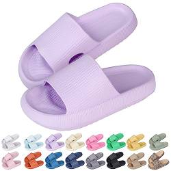 Sfit Badelatschen Damen Herren Wolkenschuhe Eva Badeschuhe Cozislides Badeschlappen rutschfeste Dusch Pantoletten Sommer Cozy Slides Schlappen,Lila,36/37 EU von Sfit