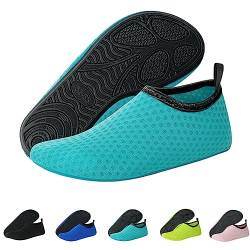 Sfit Badeschuhe Damen Wasserschuhe Kinder Schwimmschuhe rutschfest Aquaschuhe Leicht Barfussschuhe Schnelltrocknend Strandschuhe Breathable Gr.22-45(Aquamarinblau,34/35 EU) von Sfit