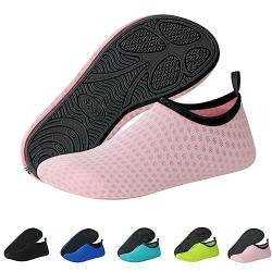 Sfit Badeschuhe Damen Wasserschuhe Kinder Schwimmschuhe rutschfest Aquaschuhe Leicht Barfussschuhe Schnelltrocknend Strandschuhe Breathable Gr.22-45(Rosa,38/39 EU) von Sfit