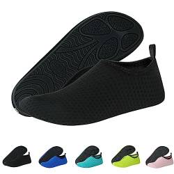 Sfit Badeschuhe Damen Wasserschuhe Kinder Schwimmschuhe rutschfest Aquaschuhe Leicht Barfussschuhe Schnelltrocknend Strandschuhe Breathable Gr.22-45(Schwarz,34/35 EU) von Sfit