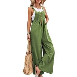 Sfit Damen Latzhose Jumpsuit Ärmellos Overall Baggy Oversize Hose Beiläufig Spaghettiträger Trägerhose Ärmellose Strampler Playsuit, Grasgrün, L von Sfit