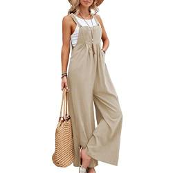 Sfit Damen Latzhose Jumpsuit Ärmellos Overall Baggy Oversize Hose Beiläufig Spaghettiträger Trägerhose Ärmellose Strampler Playsuit,Khaki,L von Sfit