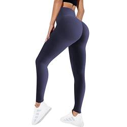 Sfit Damen Scrunch Butt Leggings High Waist Push Up Boom Booty Leggings Blickdicht Slim Fit Nahtlos Fitnesshose Sport Leggings Workout Yoga Sporthose(Navz Blau,L) von Sfit