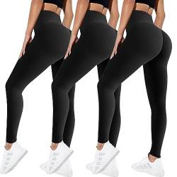 Sfit Damen Scrunch Butt Leggings High Waist Push Up Boom Booty Leggings Blickdicht Slim Fit Nahtlos Fitnesshose Sport Leggings Workout Yoga Sporthose(Schwarz+Schwarz+Schwarz,M) von Sfit