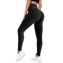 Sfit Damen Scrunch Butt Leggings High Waist Push Up Boom Booty Leggings Blickdicht Slim Fit Nahtlos Fitnesshose Sport Leggings Workout Yoga Sporthose(Schwarz,M) von Sfit