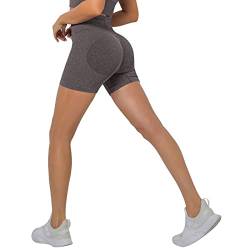 Sfit Damen Scrunch Butt Sport Shorts High Waisted Kurze Leggings Sporthose Push Up Boom Booty Nahtlose Biker Gym Shorts für Sport Yoga Fitness Radfahren Workout (Dunkelbraun,M) von Sfit