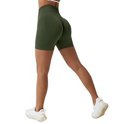 Sfit Damen Scrunch Butt Sport Shorts Kurze Leggings Push Up High Waist Boom Booty Nahtlos Biker Tights Gym Shorts Blickdicht Sporthose für Sommer Workout Gym Yoga Fitness(Armeegrün,M) von Sfit