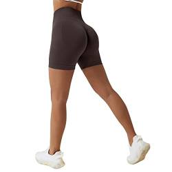 Sfit Damen Scrunch Butt Sport Shorts Kurze Leggings Push Up High Waist Boom Booty Nahtlos Biker Tights Gym Shorts Blickdicht Sporthose für Sommer Workout Gym Yoga Fitness(Dunkelbraun,L) von Sfit