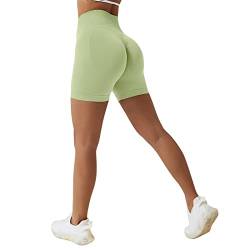 Sfit Damen Scrunch Butt Sport Shorts Kurze Leggings Push Up High Waist Boom Booty Nahtlos Biker Tights Gym Shorts Blickdicht Sporthose für Sommer Workout Gym Yoga Fitness(Hellgrün,S) von Sfit