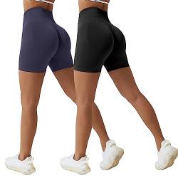 Sfit Damen Scrunch Butt Sport Shorts Kurze Leggings Push Up High Waist Boom Booty Nahtlos Biker Tights Gym Shorts Blickdicht Sporthose für Sommer Workout Gym Yoga Fitness(Schwarz+Dunkelgrau,L) von Sfit