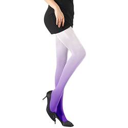 Sfit Damen Strumpfhose Bonbonfarbene Strümpfe Atmungsaktive Strumpfhosen Undurchsichtige Thermostrumpfhoser Farbige Socken，Farbverlauf-Lila von Sfit