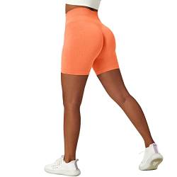 Sfit Scrunch Butt Shorts Damen Push Up Booty Sport Shorts High Waist Sporthose Kurze Leggings Gym Shorts Nahtlose Sportshorts für Fitness Workout Yoga(Orange,XL) von Sfit