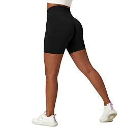 Sfit Scrunch Butt Shorts Damen Push Up Booty Sport Shorts High Waist Sporthose Kurze Leggings Gym Shorts Nahtlose Sportshorts für Fitness Workout Yoga(Schwarz,L) von Sfit