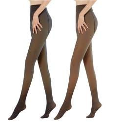 Sfit Thermo Strumpfhose Damen Winter Fleece Transparente Strumpfhose Gefüttert Warm Dicke Thermostrumpfhosen für Damen Thermal Tights(2pc: Schwarz/Kaffee,L-XL,300g) von Sfit