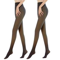 Sfit Thermo Strumpfhose Damen Winter Fleece Transparente Strumpfhose Gefüttert Warm Dicke Thermostrumpfhosen für Damen Thermal Tights(2pc: Schwarz/Schwarz,L-XL,220g) von Sfit