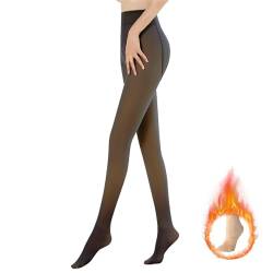 Sfit Thermostrumpfhosen für damen Fleece Strumpfhose Gefütterte Strumpfhose Winter Gefälschte Durchscheinend Plüschstrümpfe Pantyhose Warmer Leggings(1pc 220g Fuß Fleece Schwarz,L-XL) von Sfit