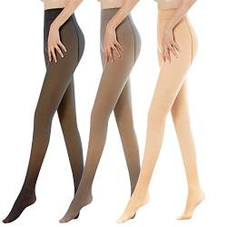 Sfit Thermostrumpfhosen für damen Fleece Strumpfhose Gefütterte Strumpfhose Winter Gefälschte Durchscheinend Plüschstrümpfe Pantyhose Warmer Leggings(3pc Mehrfarbig A,300g für -5~10℃) von Sfit