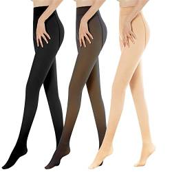 Sfit Thermostrumpfhosen für damen Fleece Strumpfhose Gefütterte Strumpfhose Winter Gefälschte Durchscheinend Plüschstrümpfe Pantyhose Warmer Leggings(3pc Mehrfarbig C,300g für -5~10℃) von Sfit