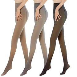 Sfit Thermostrumpfhosen für damen Fleece Strumpfhose Gefütterte Strumpfhose Winter Gefälschte Durchscheinend Plüschstrümpfe Pantyhose Warmer Leggings(3pc Mehrfarbig D,200g für 5~20℃) von Sfit