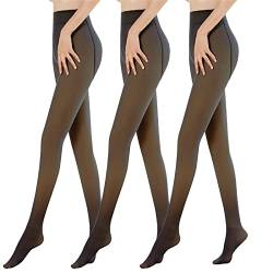 Sfit Thermostrumpfhosen für damen Fleece Strumpfhose Gefütterte Strumpfhose Winter Gefälschte Durchscheinend Plüschstrümpfe Pantyhose Warmer Leggings(3pc Schwarz Durchsichtig,300g für -5~10℃) von Sfit