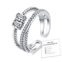 Silber 925 Damen Rings Sterling Silber Ring Damen Männer einstellbare ringe Zappeln Friedensringe für Spinner Ring Retro Verstellbare Bandringe von Sfoni