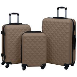 ShGaxin Hartschalen-Trolley-Set 3 STK Handgepäck, Trolley Koffer, Reisekoffer, Rollkoffer, Hartschalenkoffer, Kofferorganizer, Braun ABS von ShGaxin