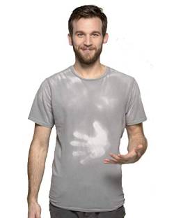 Shadow Shifter Verfärbende T-Shirt - Temperaturreagierend SMARTWEAR Hemd für Herren und Männer, Farbe verändert Sich automatisch durch Wärme/Kälte (Large, Grey to White) von Shadow Shifter