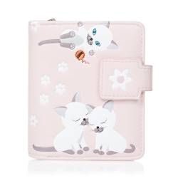 SHAGWEAR ® Portemonnaie Geldbörse Damen Geldbeutel Mädchen | Bifold Mehrfarbig Portmonee Designs: (Verspielte Kätzchen Rosa/Playful Kittens - Pink) von Shag Wear