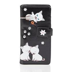 SHAGWEAR ® Portemonnaie Geldbörse Damen Geldbeutel Mädchen Bifold Mehrfarbig Portmonee Designs: (Verspielte Kätzchen Schwarz/Playful Kittens) von Shag Wear