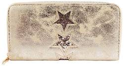 Excellanc Damen Geldbörse Lederimitat Beige Sterne Format 19 x 10 cm von Shaghafi