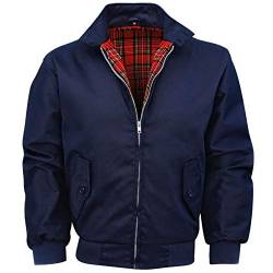 Harrington Jacket, The Knightsbridge of London, Harrington Jacke Blouson English Vinatge Jacket Karofutter - Red Check lining from Inside - XS-4XL (Blau, M) von Shah Traders