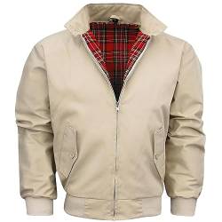 Shah Traders Harrington Jacket, The Knightsbridge of London, Harrington Jacke Blouson English Vinatge Jacket Karofutter - Red Check lining from Inside - XS-4XL (Beige, XL) von Shah Traders