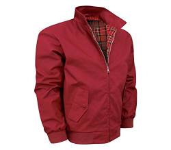 Shah Traders Harrington Jacket, The Knightsbridge of London, Harrington Jacke Blouson English Vinatge Jacket Karofutter - Red Check lining from Inside - XS-4XL (Bordeauxrot, M) von Shah Traders