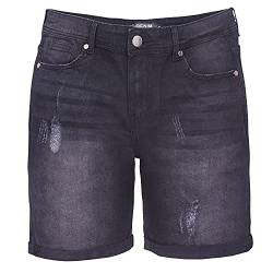 Shah Traders Summer Denim Jeans Shorts Designer Jeans Herren Shorts Kurze Hose Slim Fit Cotton Short Denim Stretch (Black-Grey, W32) von Shah Traders