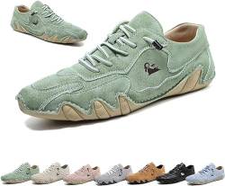 Barfußschuhe for Damen Beck Shoes Unisex Freizeitschuhe Herrenschuhe Wasserdichtes Leder Low-Top-Schuhe One KKick Handmade Anti-Slip (Color : Light Green, Size : 36) von Shamdrea