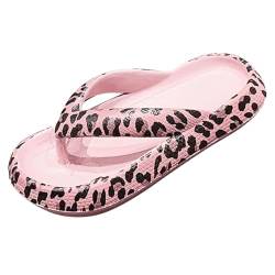 Eva Flip-Flops, Sandalen, Leopardenmuster, Zehensteg-Sandalen, Hausschuhe for Damen, Zehensteg-Flip-Flops, bequem, verschleißfest (Color : Pink, Size : 40/41 EU) von Shamdrea