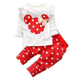 Baby Mädchen Kleidung Set Top Langarm Shirt + Pants Bekleidungsset Outfits (Rot, 0-6 Monate) von ShangSRS