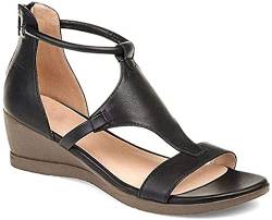 Damen Keilabsatz Sandalen Frauen Sommer Offene Schuhe Faux Leder Plattform Flip Flops Freizeit Sommerschuhe (Schwarz, numeric_41) von ShangSRS