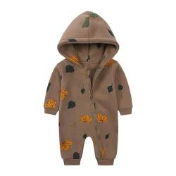 ShangSRS Neugeborene Unisex Baby Strampler Fleece Overall Herbst Langarm Kapuze Jumpsuits mit Reißverschluss Babykleidung (6-9 Monate, Style-4) von ShangSRS