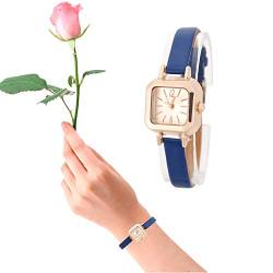 Armbanduhr, analog, PU-Armband, modisch, weiblich, Quarz, 7 Farben, Armbanduhr für Freunde als Geschenk, dunkelblau, von Shanrya