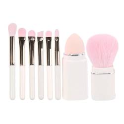 Tragbare Make-up-Pinsel, Make-up-Pinsel-Set, Klein, Multifunktional, Weiche Borsten, 8 Stück, Einziehbar, für Reisen (Kokosmilch weiß) von Shanrya