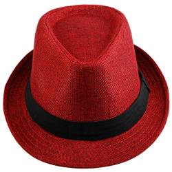 Shanxing Fedora Hut Herren Trilbyhut Panamahut Sonnenhut Hüte Jazz Kappe, 015-Rot, one size von Shanxing