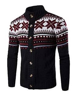 Herren Sweatjacke Strickjacke Sweater Cardigan Strickpullover Mit Stehkragen Schwarz XL von Shaoyao