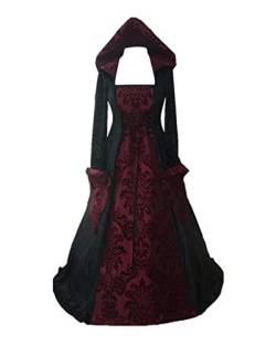 Shaoyao Damen Mittelalter Party Kostüme Kleid, Mittelalterliche Gothic Renaissance Partykleid Maxikleid Cosplay Kostüm Rot 2XL von Shaoyao
