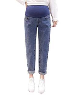 Shaoyao Damen Umstandshose Leggings Jeans Schwangerschafts Hose mit Bauchband Dunkelblau Etikett M/EU 36 von Shaoyao